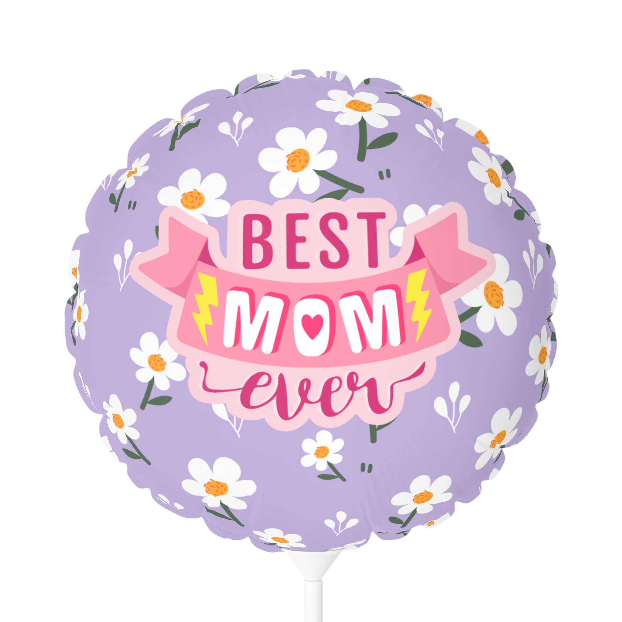 Heart-Shaped Balloon - Best Mom Ever - 11" Floral Decoration - Image 3