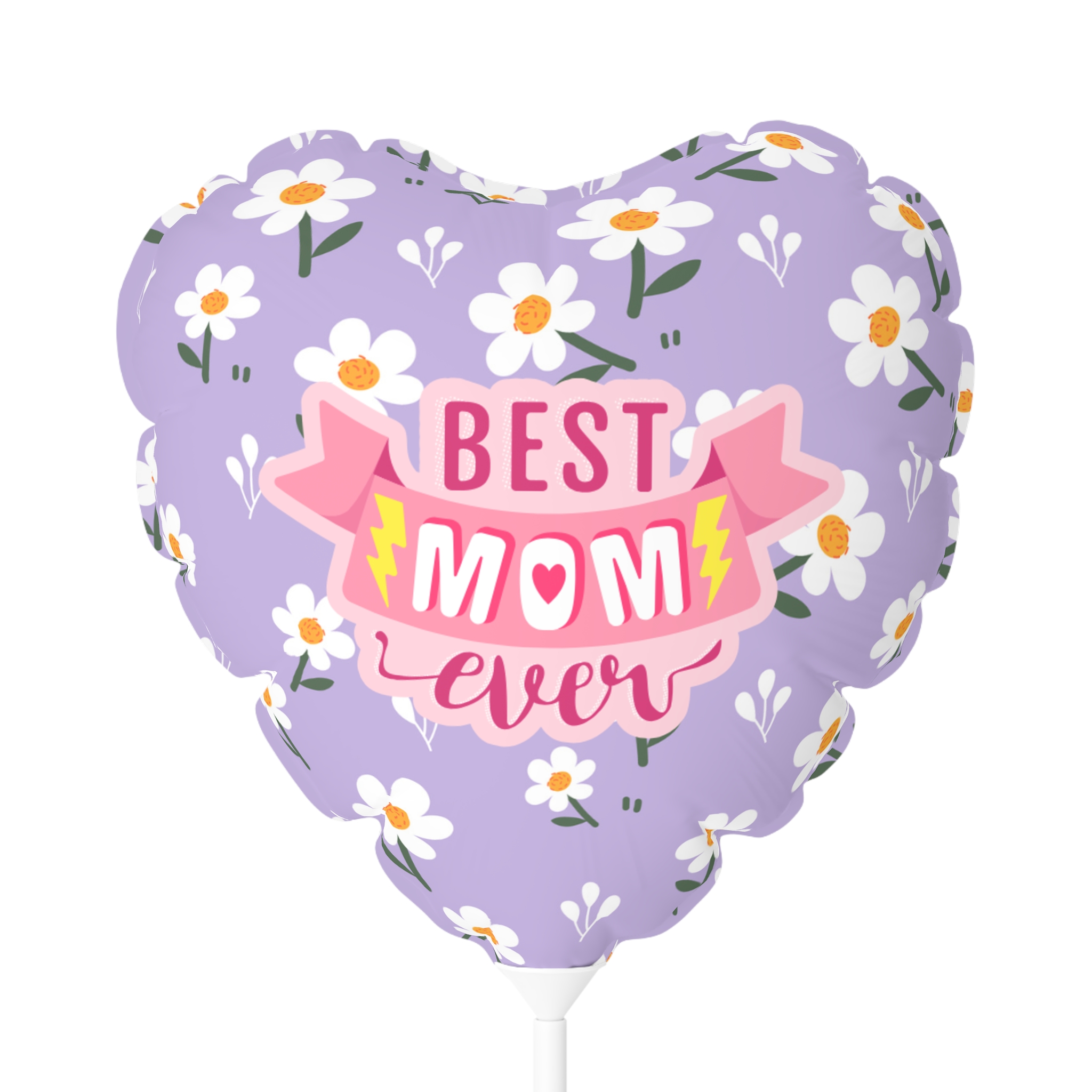Heart-Shaped Balloon - Best Mom Ever - 11" Floral Decoration - Image 6