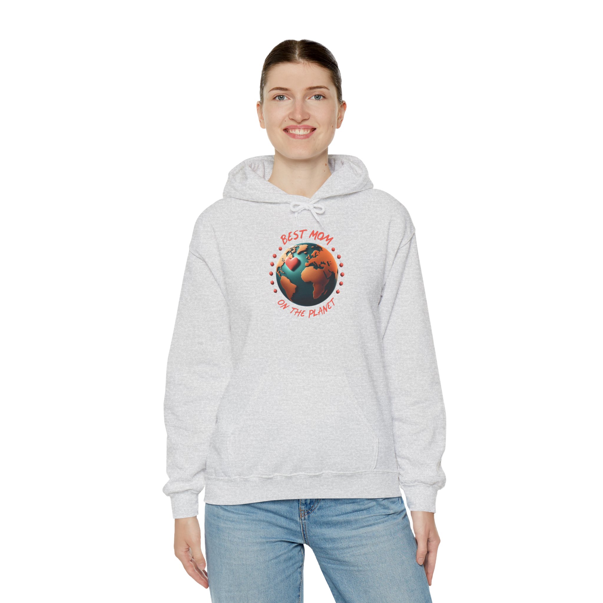 Best Mom Hooded Sweatshirt | Unisex Heavy Blend | Earth Design - Image 16