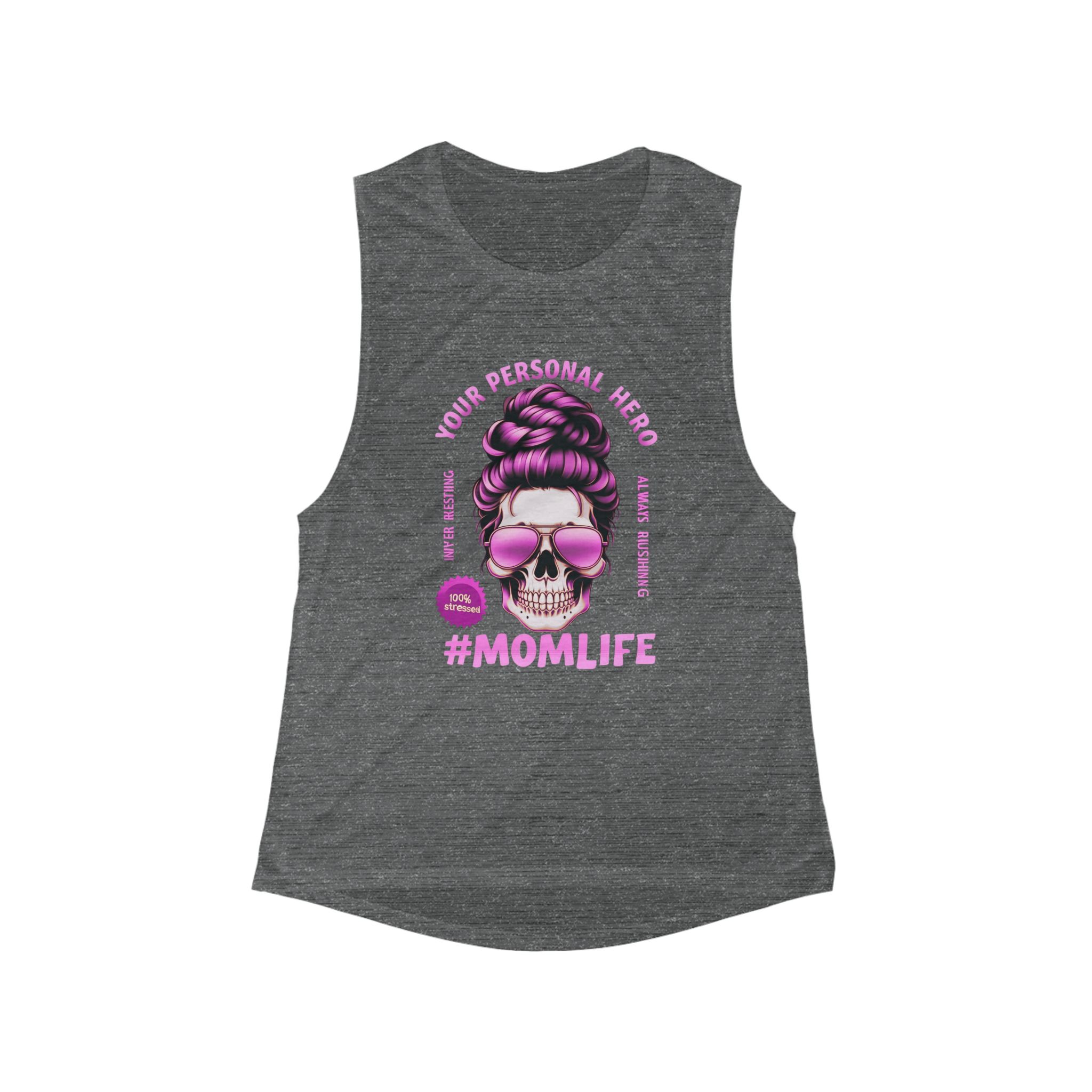 #MomLife Women's Flowy Scoop Muscle Tank - Your Personal Hero Design