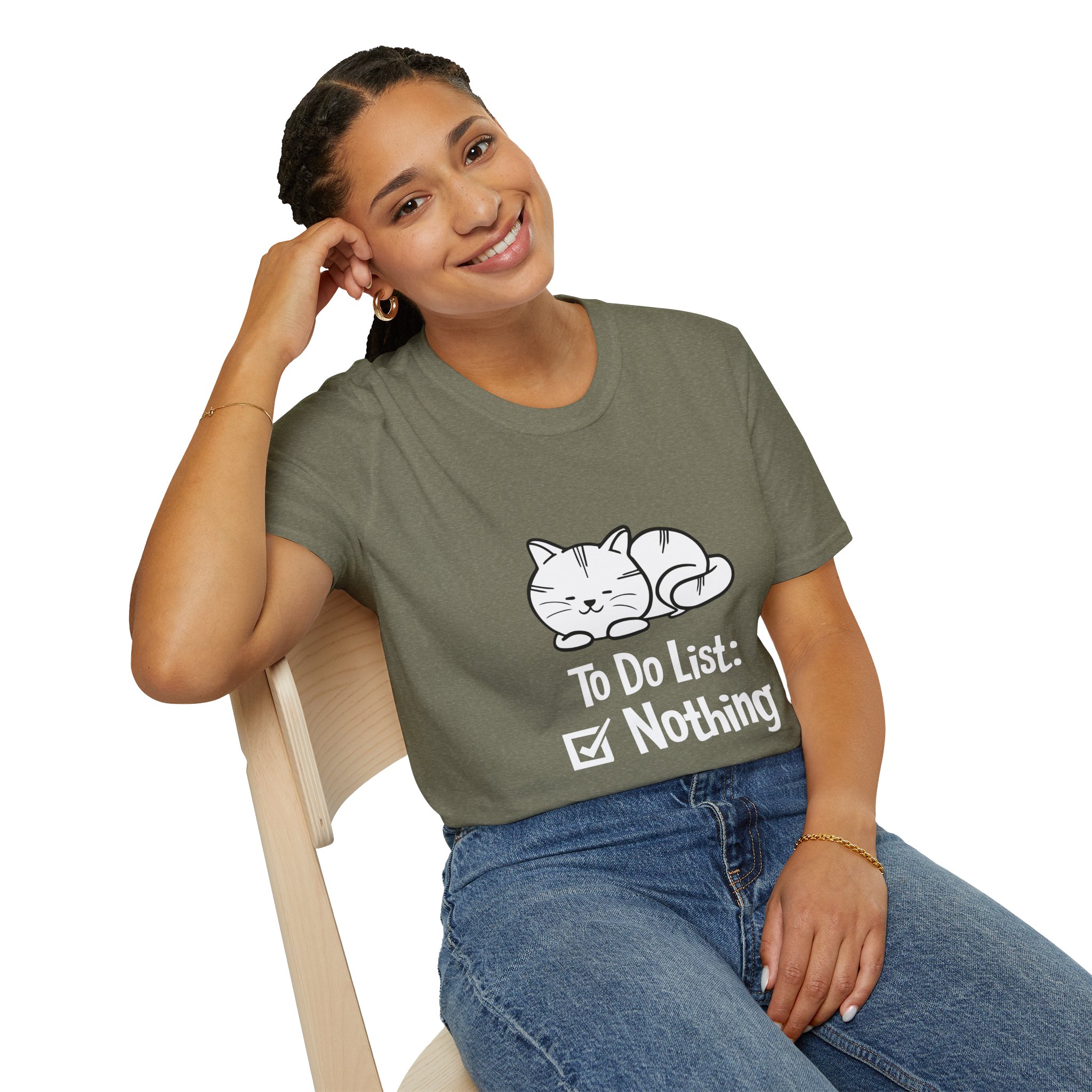 Funny Cat To-Do List Unisex Softstyle T-Shirt - Image 5