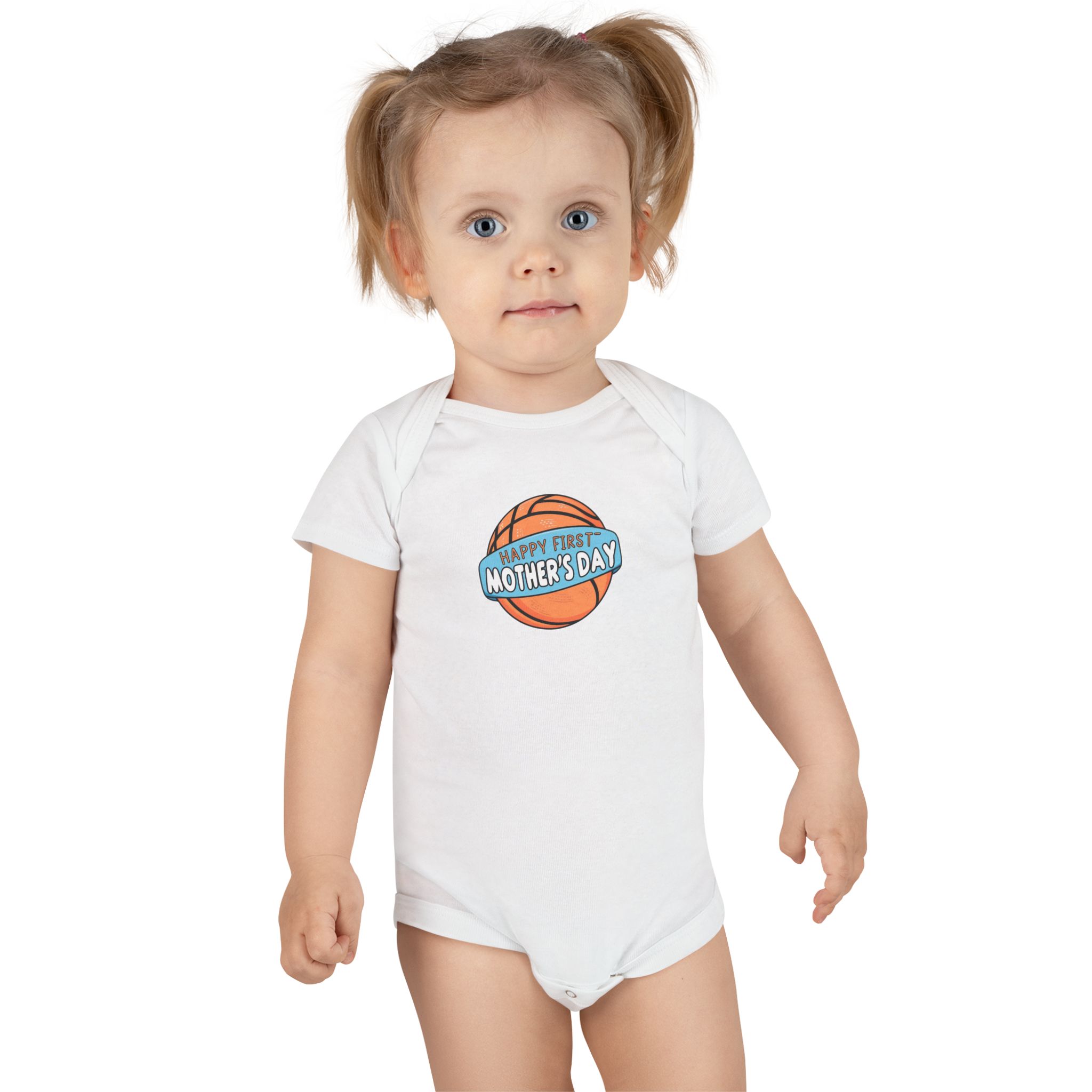Happy First Mother's Day Basketball Organic Baby Bodysuit - Image 4