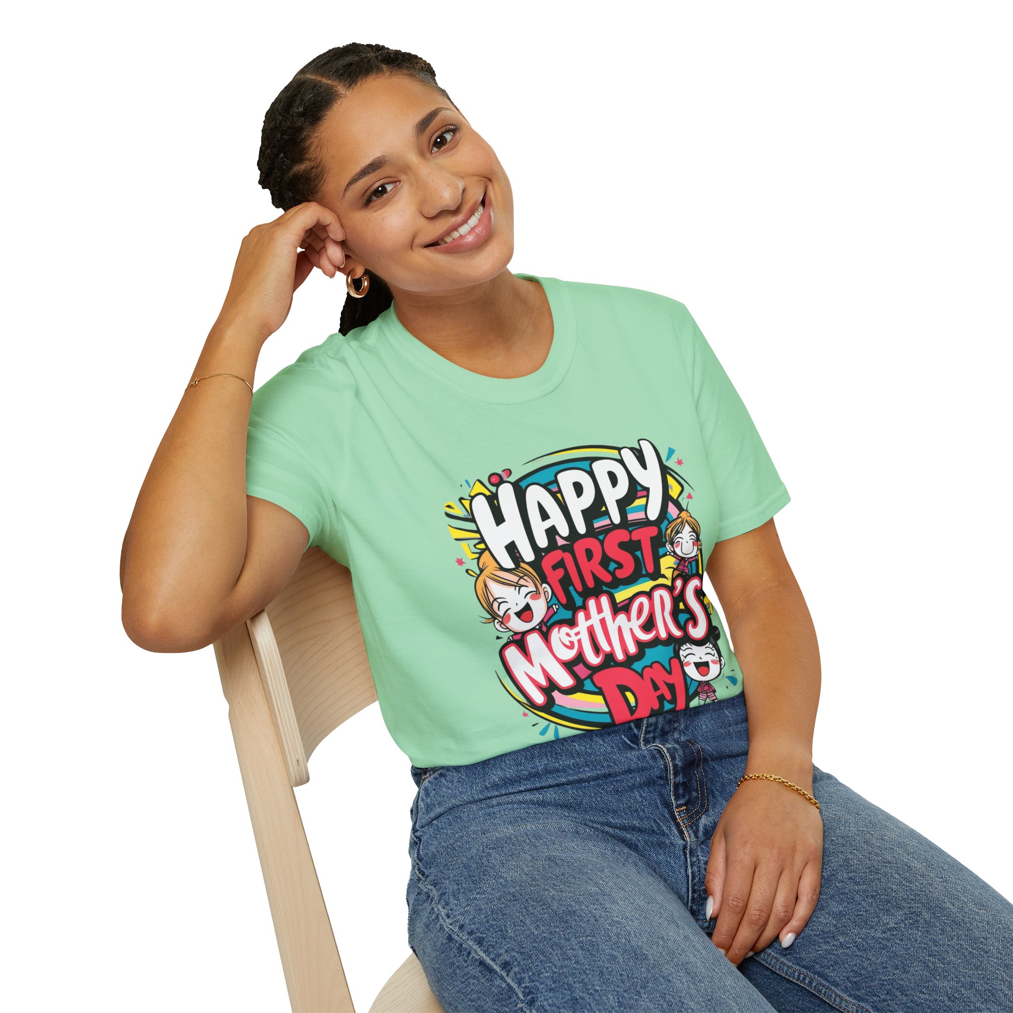 Happy First Mother's Day Unisex Softstyle T-Shirt - Image 30