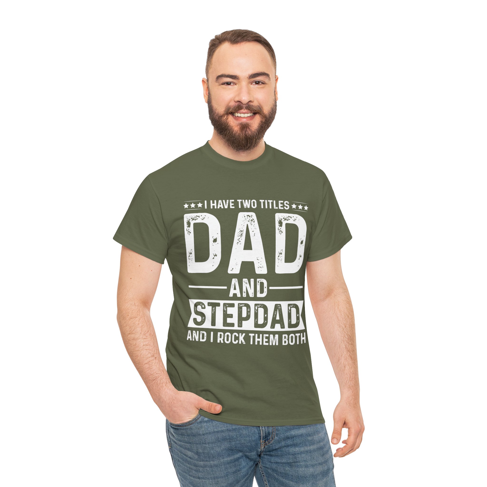 Dad and Stepdad Heavy Cotton Tee - Perfect Gift for Father's Day, Birthdays, Family Gatherings, Casual Wear, Unisex Tee - Image 14