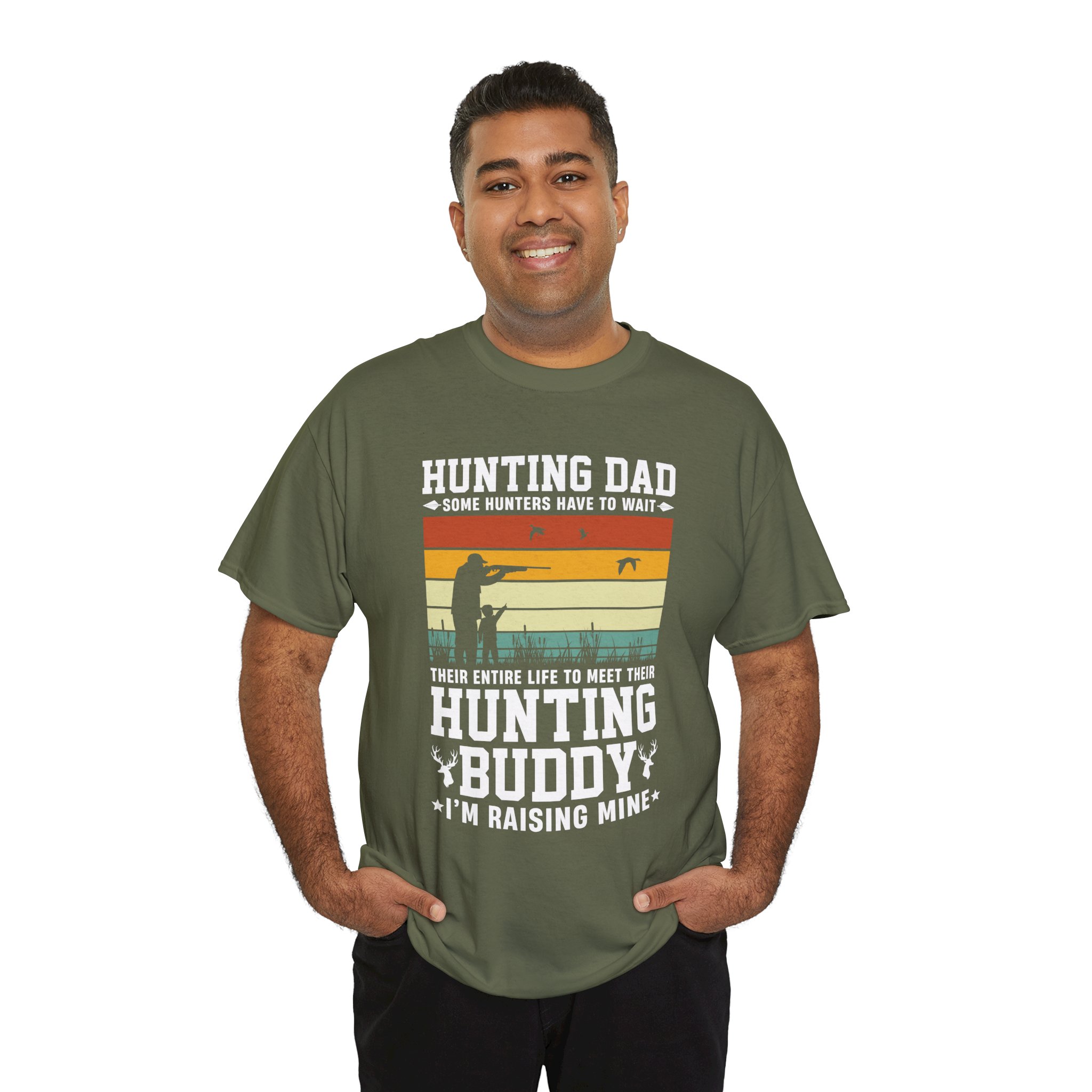 Retro Sunrise Hunter Tee, Unisex Cotton Shirt, Outdoor Adventure Apparel, Gift for Him/Her, Wildlife Lover Tee, Casual Everyday Wear - Image 7